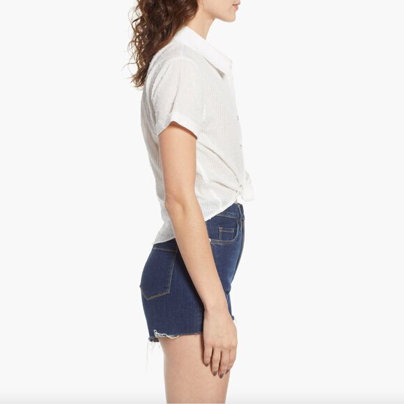 BP. White Button-Up Shirt cropped medium - Picture 9 of 11